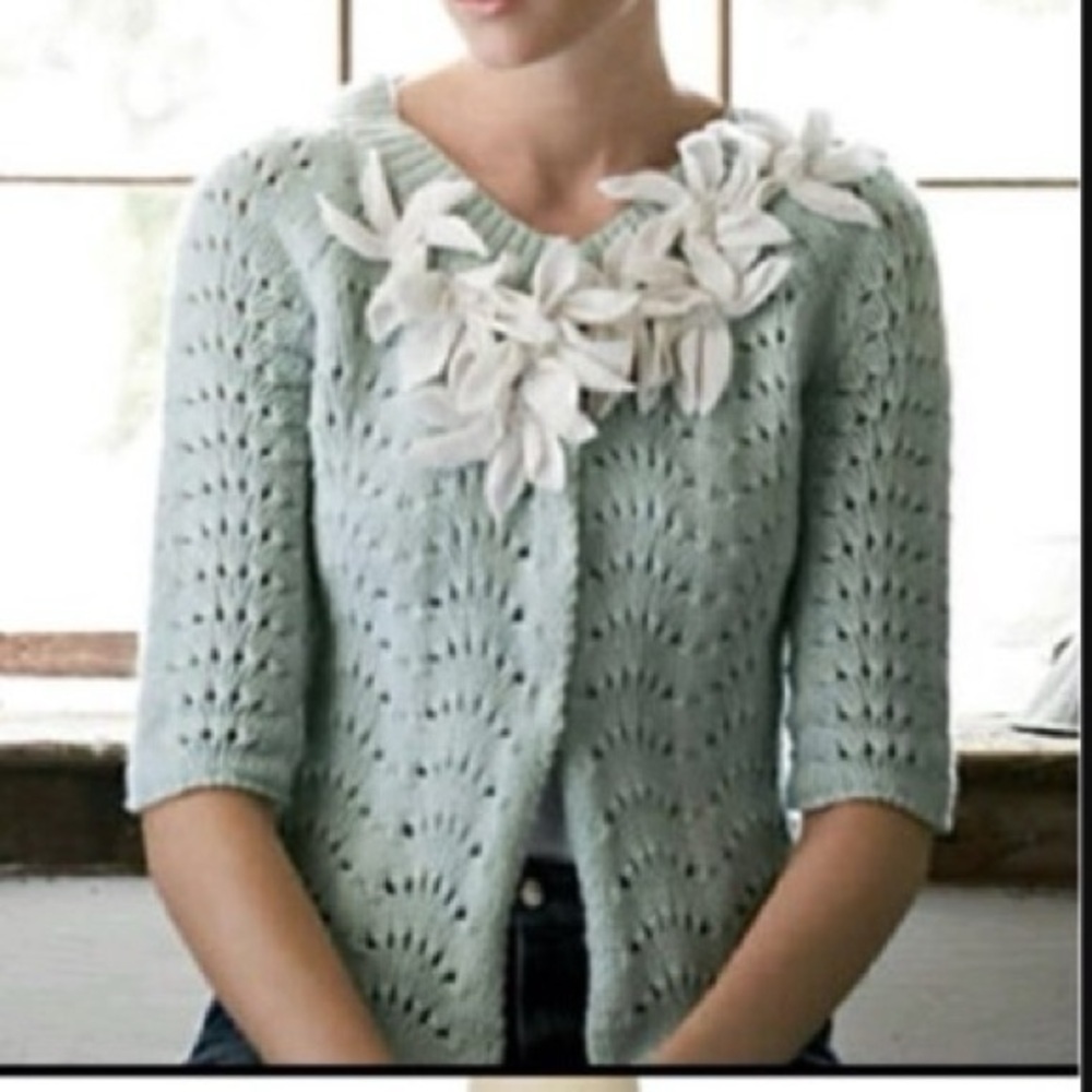 Anthropologie Field Flower Starflower Knit Wool Cardigan